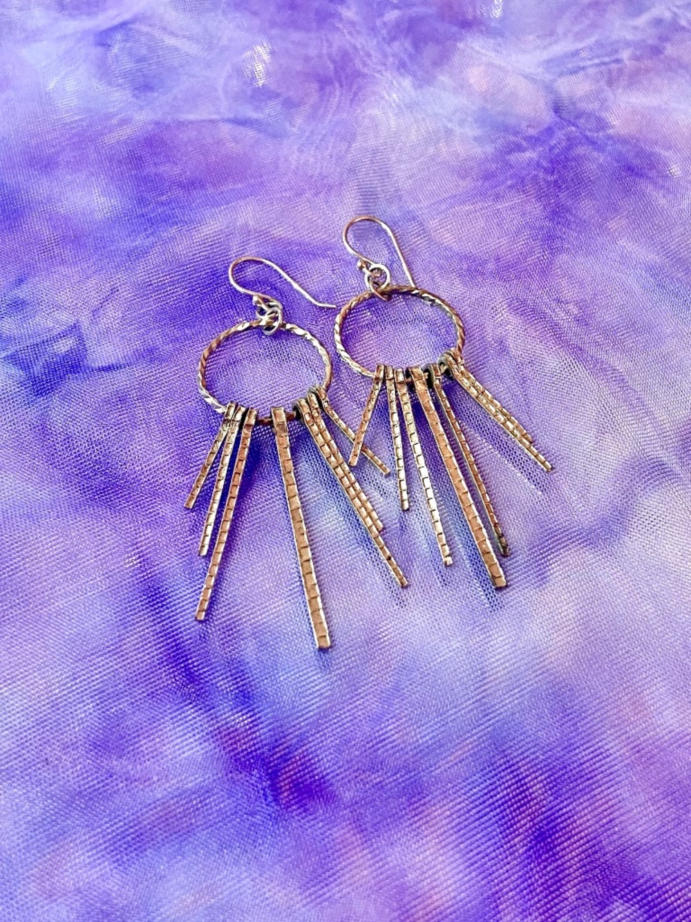 Handmade Artisan Dangle Earrings Silver Metal Abstract Chandelier Womens Jewelry